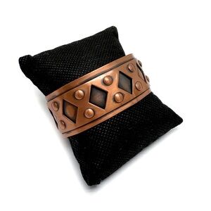 Vintage Copper Geometric Riveted Cuff Bracelet